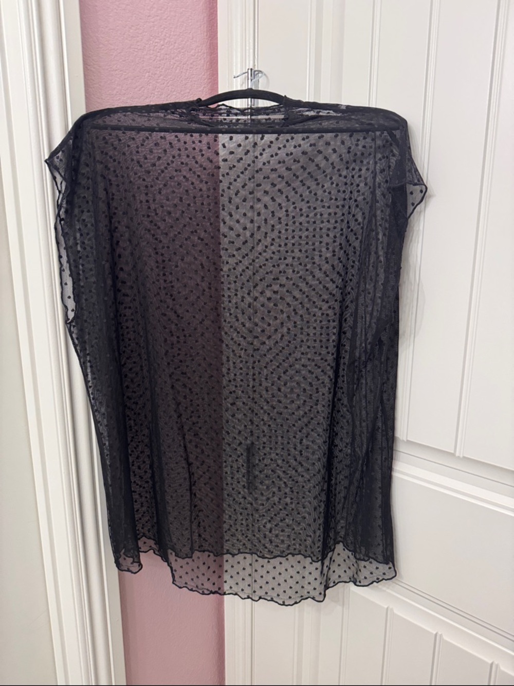 Sheer Black Polka Dot Mesh Cover-Up